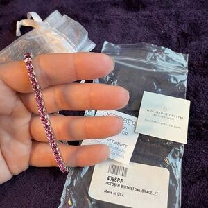NEW TC by Swarovski, October Birthstone Stretch Bracelet Rose Pink Crystal